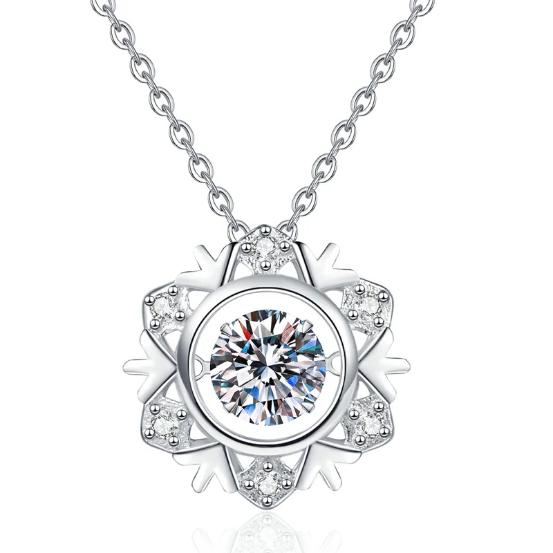 

ZFSILVER s925 Silver Luxury Moissanite Design Snow Sunflower Wing Necklace For Charms Women Accessories Party Jewelry Gift XL462