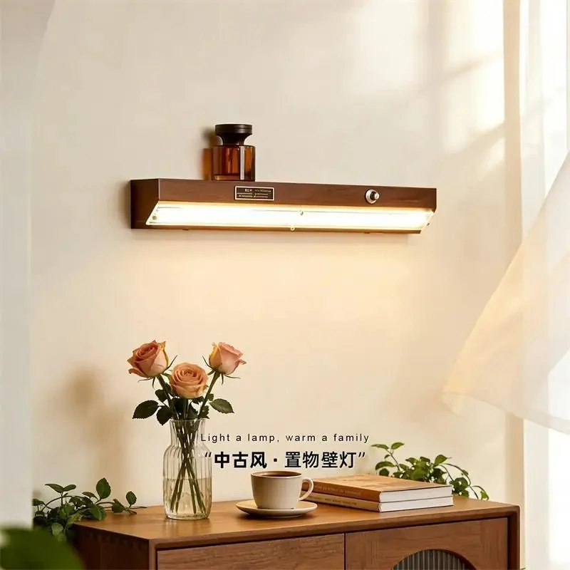 

Простой ретро-светильник для гостиной, прикроватный светильник для спальни, ванной комнаты, отеля, минималистичный светодиодный светильник для внутреннего освещения, настенный светильник-полка