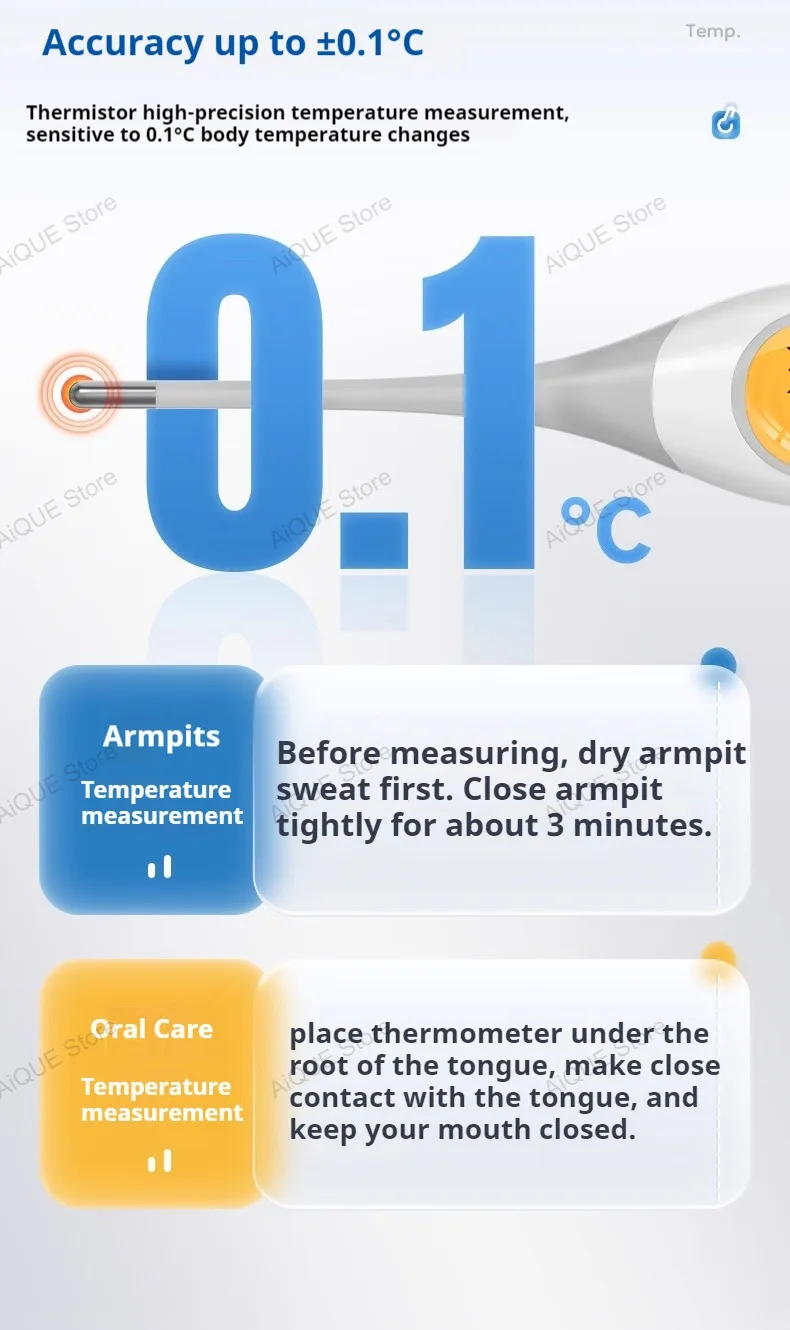 8 Seconds Backlit Fever Thermometer Medical Household Digital LCD Medical Fast Measure Kids Baby Child Adult Body Soft