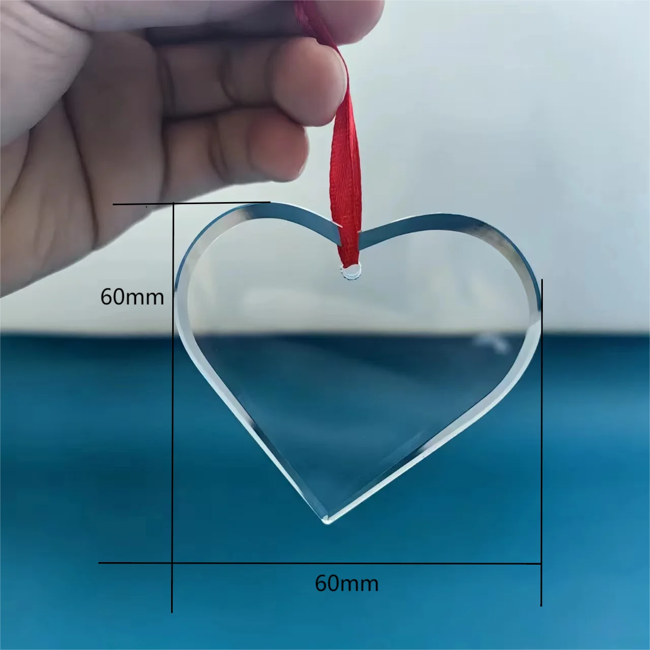 1pc K9 Crystal Clear Love Shape Pendants Glass Blank Hanging Piece for Laser Engraving Surface Sandblasting Valentine's Day gift