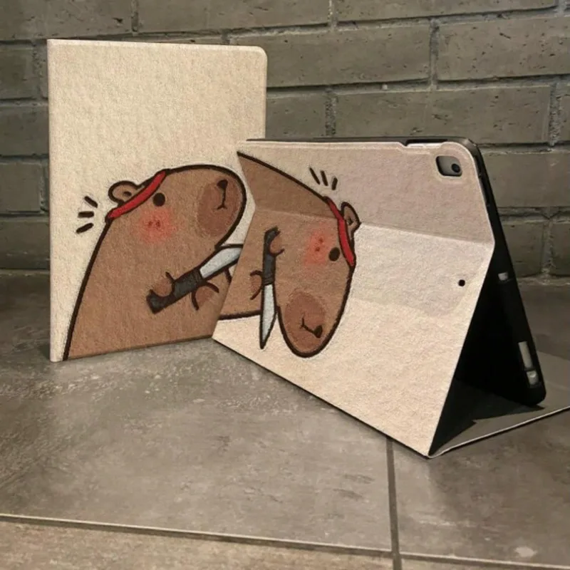 360 Degree Rotation Smart Cover for IPad Air Case IPad 10th Gen Air 5th 4th 10.9 Pro 11 Inch IPad 10.2 7th 9th 8th Cute Capybara