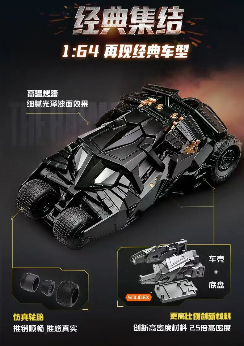 Neue BLOKEES Batmobile Blind Box DCBatman E02 The Dark Knight 1:64 Maßstab Auto DIY Montagemodell Spielzeug Film-Thema Sammlerstück Geschenk – Detail 2