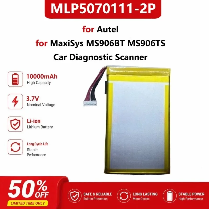 [New] [MLP5070111-2P] for Autel MaxiSys MS906BT MS906TS Car Diagnostic Scanner 3.7V 10000mAh