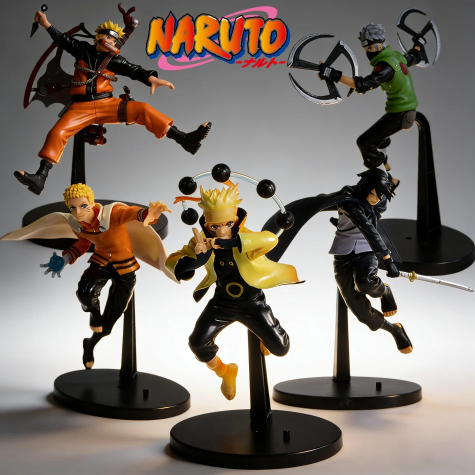 

Japan HOT Anime Naruto Figures Uzumaki Naruto Uchiha Sasuke Kakashi Action Model Pvc Statue Desktop Ornament Collection Toy Gift