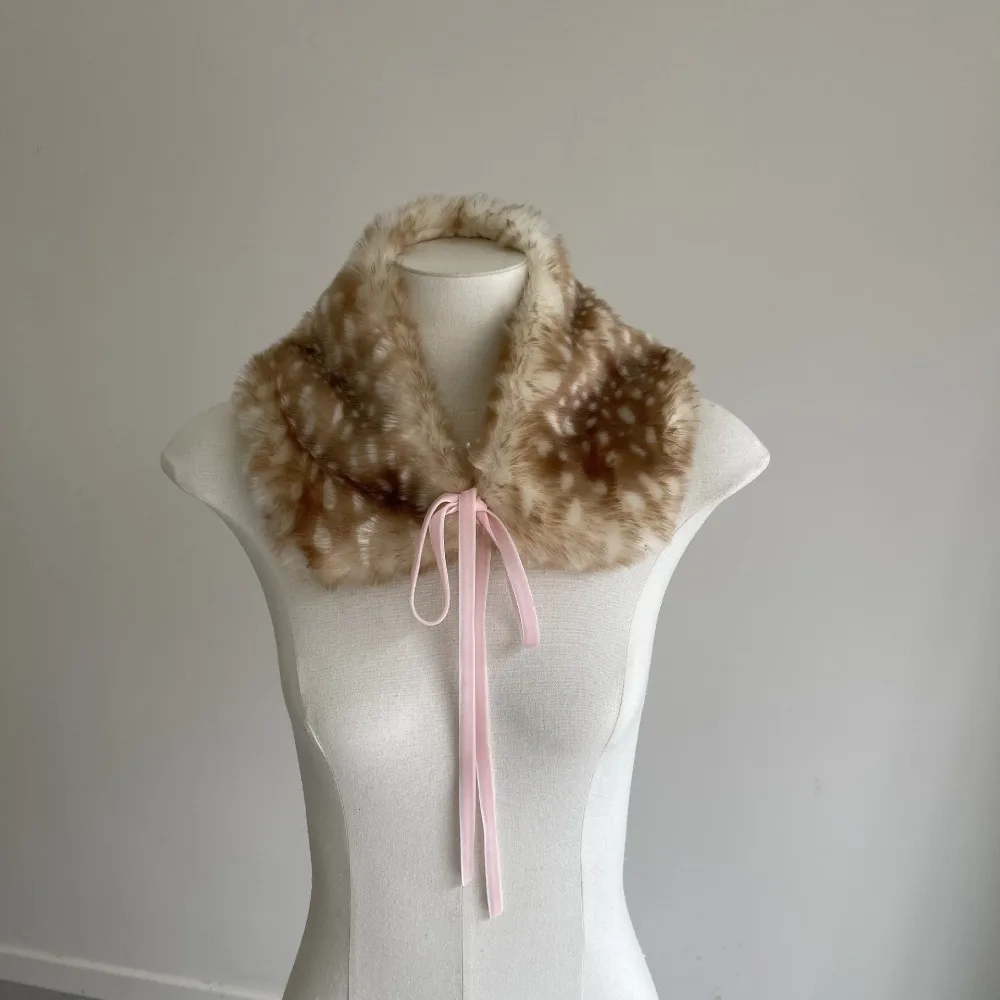 Thick Deer Pattern Faux Fur Scarf Leg Cover Faux Mink Fur Mink Fur Fake Collar Windproof Lace Edge Plush Neck Warmer