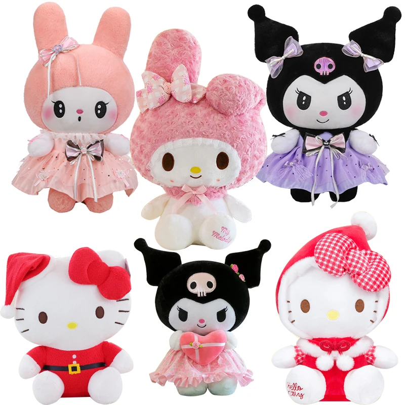 20-35cm Sanrio Hello Kitty Kawaii Rose My Melody Anime Stuffed Animals Plush Doll Soft Toy Girl Children Birthday Christmas Gift