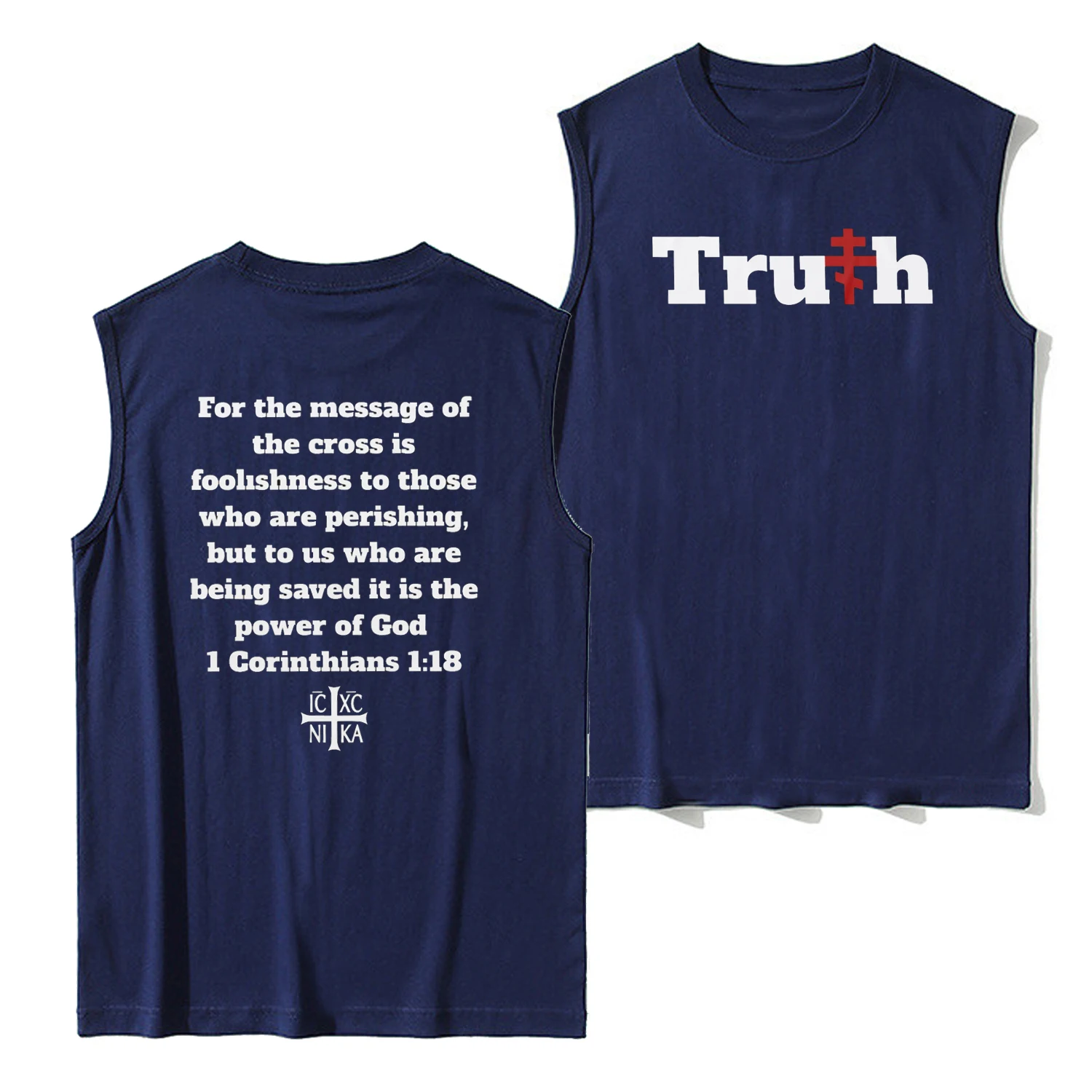 1 Cor. 1:18 ICXC NIKA Byzantine Cross Orthodox Truth Vest 100% Cotton O-Neck Casual Mens Tanktop Sleeveless Tee Shirt Streetwear