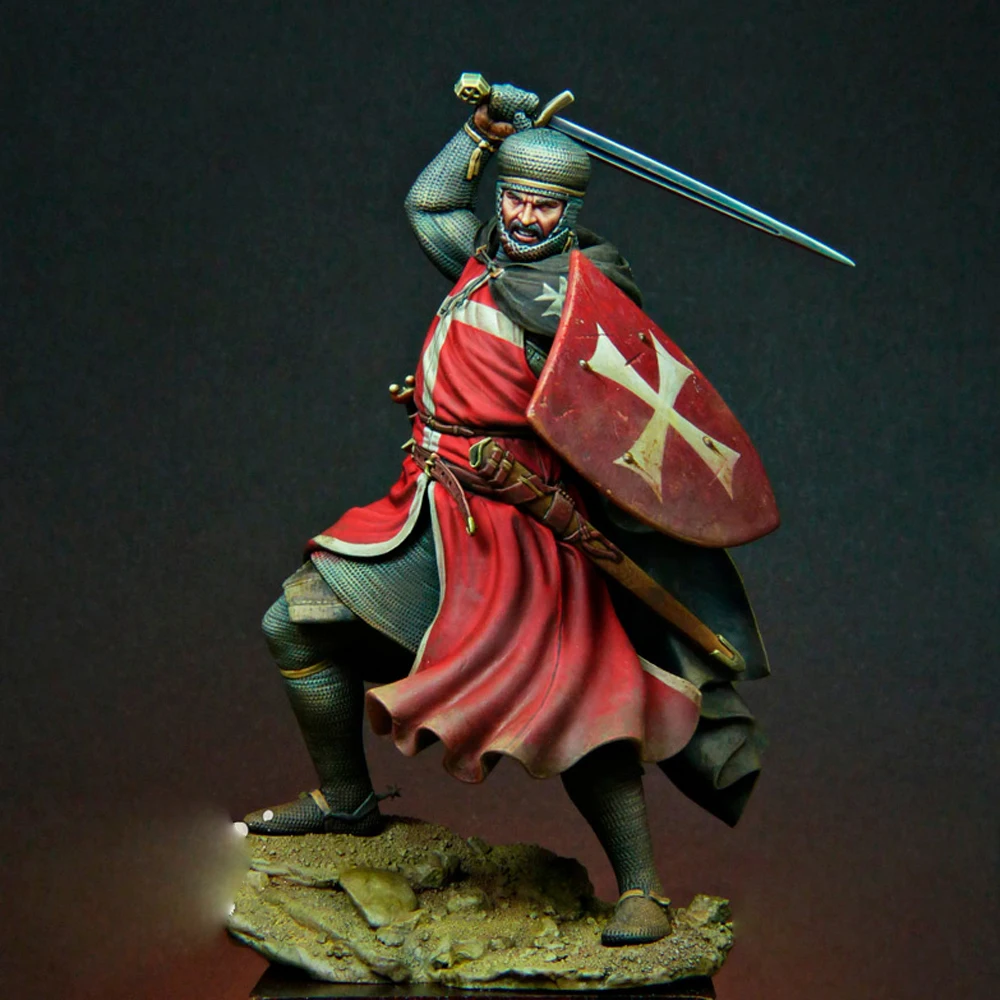 1/24 Knight Crusade, 75 mm, figura modelo de resina, tema de guerra, kit sin montar y sin pintar