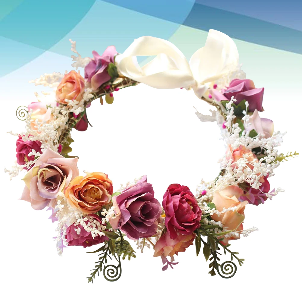 

Handmade Garland Headdress Lightweight Flower Hair Hoop Bridal Headband Party Bands Photo Props Wedding Carnival Accessories