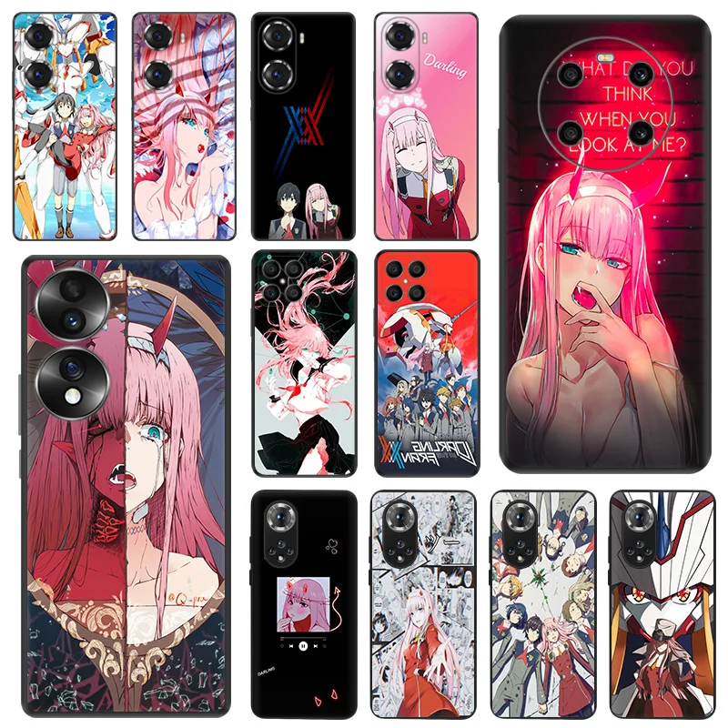 Black Matte Phone Cases for Honor X8b X8 X7 X6 a X9 b 90 70 Magic5 8x Darling in the FranXX Huawei P40 P30 P20 Psmart Soft Cover