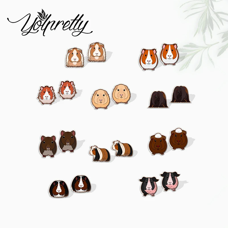 

2022 New Arrival Fashion Cute Pet Animal Guinea Pig Mouse Epoxy Stud Earrings Handcraft Acrylic Resin Earrings