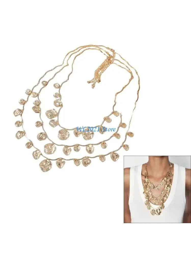 

G5GC Unique Multilevel Necklace Adjustable Length Neckchain for Daily and Party Use