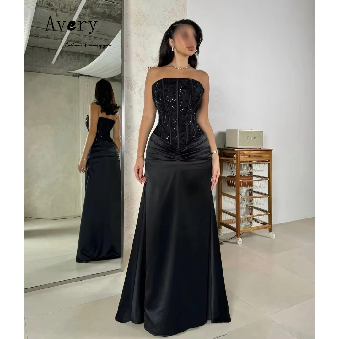 

Avery Custom Black Fishtail Tube Top Strapless Elegant Evening Dresses for Woman Luxury Dresses 2025 Woman Luxury Evening Dress