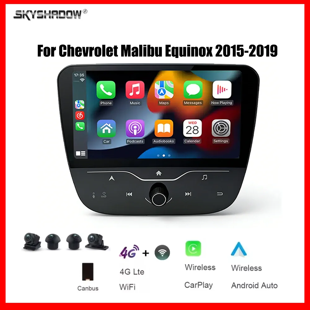 

9"CarPlay Android 15 8 Core 12G+256G Car multimedia player 4G GPS Navigation car radio For Chevrolet Malibu Equinox 2015-2019