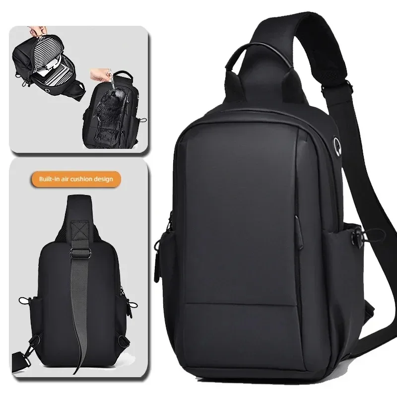 New Men's Casual and Simple Black Waterproof Crossbody Shoulder Fashionable Large Capacity Chest Bag