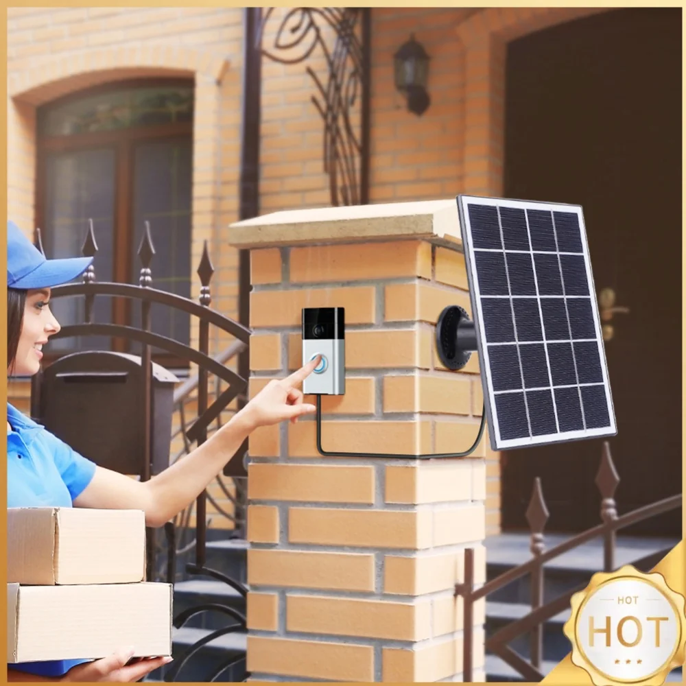 4W Solar Charger IP65 Waterproof Solar Panel Charger 9.8Ft Charging Cable Solar Panel Kit for Ring Video Doorbell 4/3/3 Plus/2