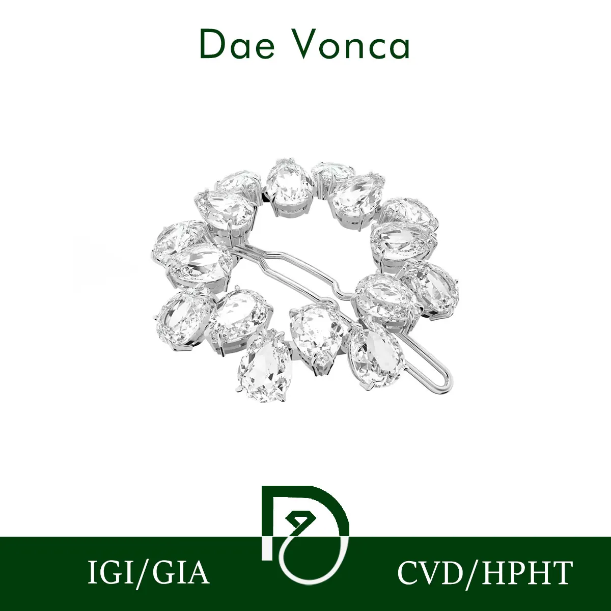 

Pear Cut Shiny Diamond Hairpin 14K/18K White Gold Lab Grown Diamond Decorative Hair Clip Wedding For Women Girls