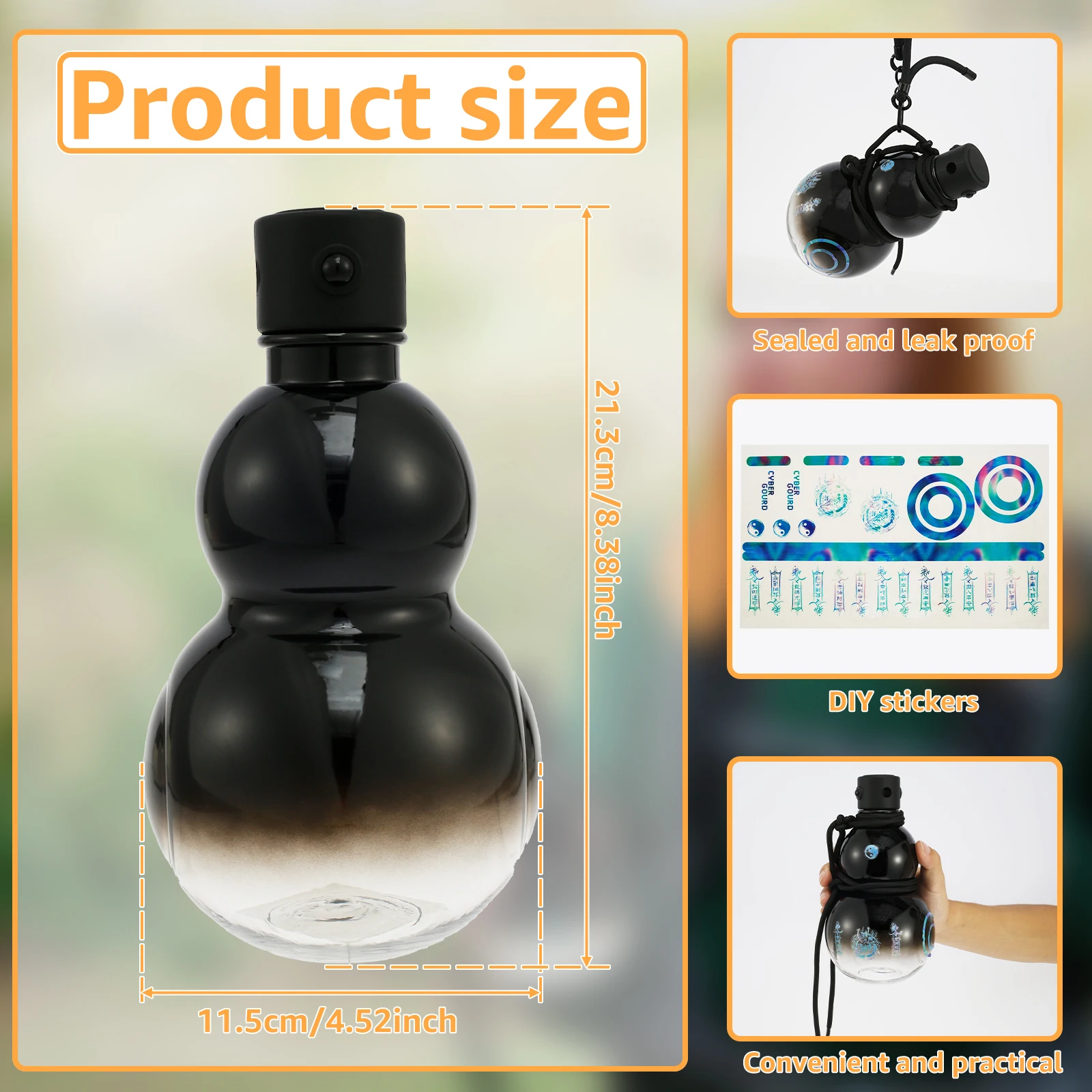 900ML Gourd Water Bottle Retro Leakpoof Sports Water Cup Drinking for Outdoor Travel Portable Gym Fitness Jugs New Year Gifts