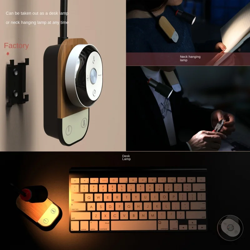 Multifunctional Bedside Reading Wall Lamp Creative Magnetic Remote Control Bedroom Study Eye Protection Dimmable Table Lamp