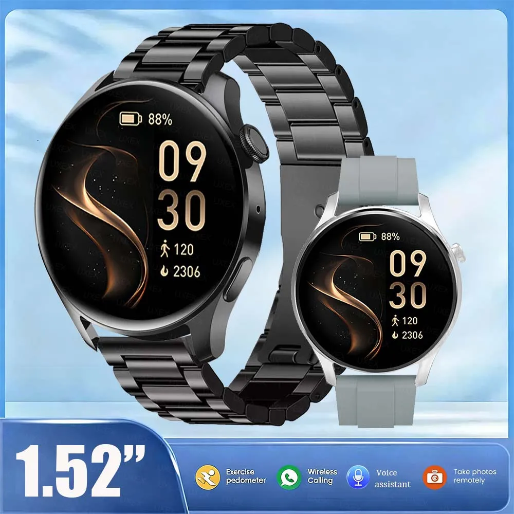 Men's Watch Smartwatch Business Watch Sporty Casual Watch 1.52 Inch Screen Features Multiple Sports Modes Music Control Perfect