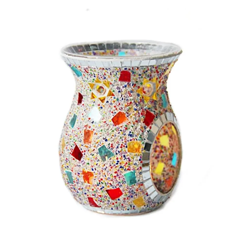 Mosaic Glass Aroma Candle Holder Classic Durable Incense Aromatherapy Oil Diffuser Colorful Romantic Stained Glass Aroma Lamp