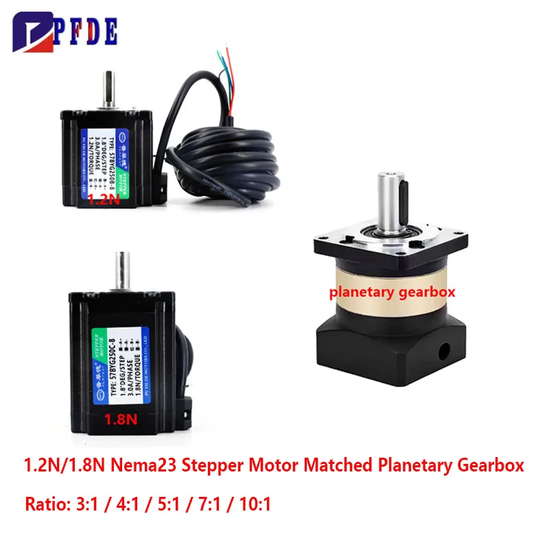Nema 23 Stepper Motor 4-lead 1.2/1.8N.m with High precision Planetary Gearbox Motor kit Ratio 5:1 10:1 for CNC