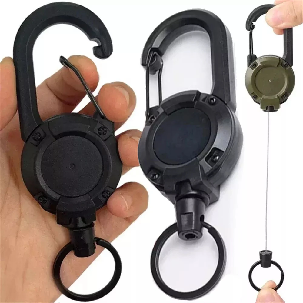 

1PC Anti-theft Buckle Rope Retractable Steel Wire Rope Outdoor Keychain Hook Carabiner Key Ring Anti Lost rope Key Holder Tool