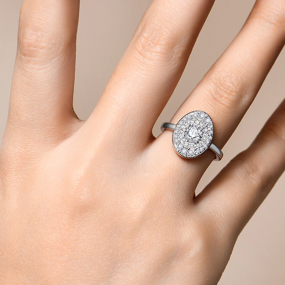 

ATTAGEMS Full Moissanite Ring D VVS1 Round Shape S925 Silver Diamond Rings Wome Man Engagement Wedding Fine Jewelry Gifts