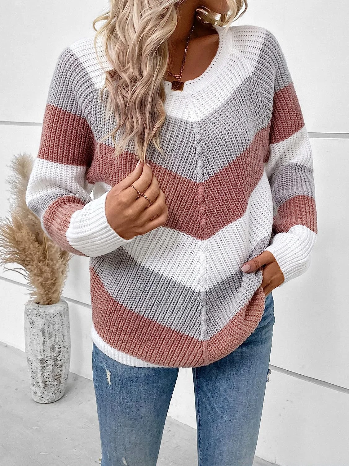 Colorblock Raglan Sleeve Sweater