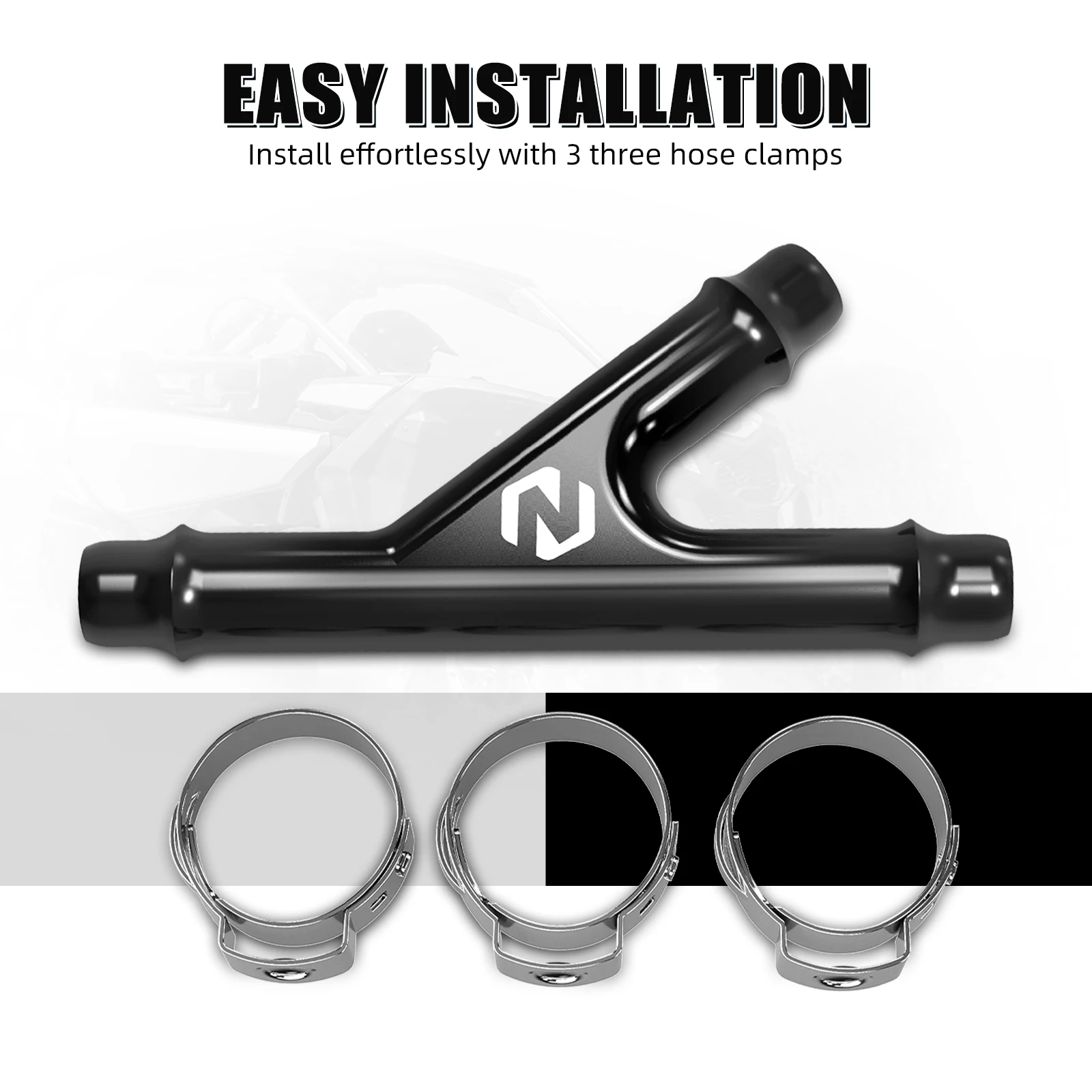 NICECNC Y-Verbindungsstück mit Schlauchklemmen für Can-Am Maverick X3 Outlander Commander Defender Aluminium UTV Zubehör – Detail 4