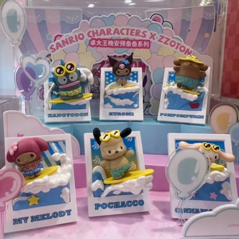 

Genuine Original Miniso Kuromi Summer Surfing Blind Box My Melody Anime Figures Hellokitty Mystery Box Surprise Model Toys Gifts