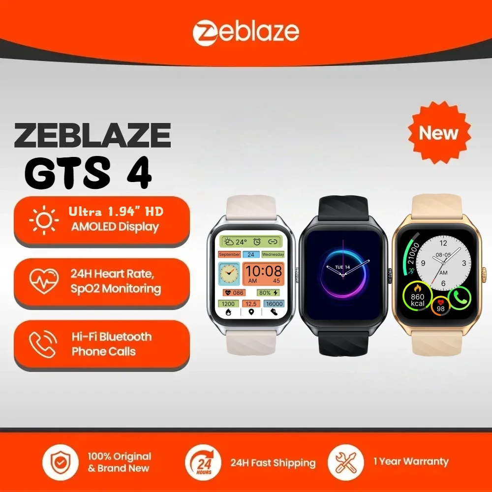 

Новые умные часы Zeblaze GTS 4 с AMOLED-дисплеем 1,94 дюйма, функцией звонков по Bluetooth, отслеживанием здоровья и фитнеса