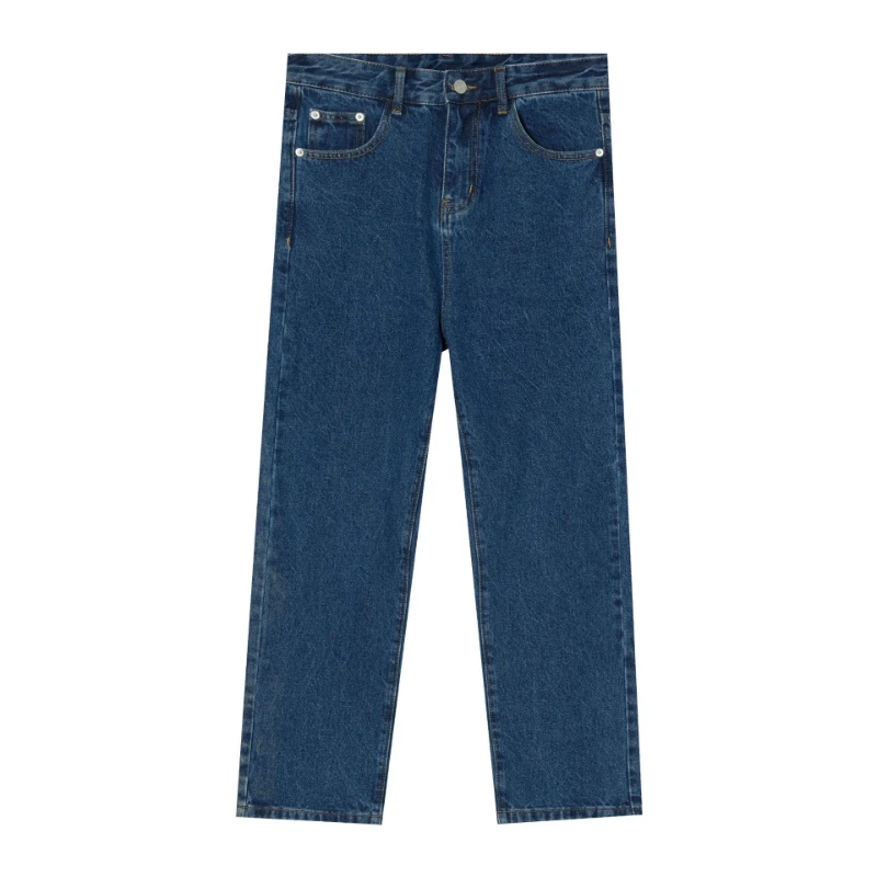 

Denim Pant Men Jeans Vintage Ankle Length Pants Slim Fit High Waist Straight Trousers Y2k Streetwear Work Casual 2026 Spring