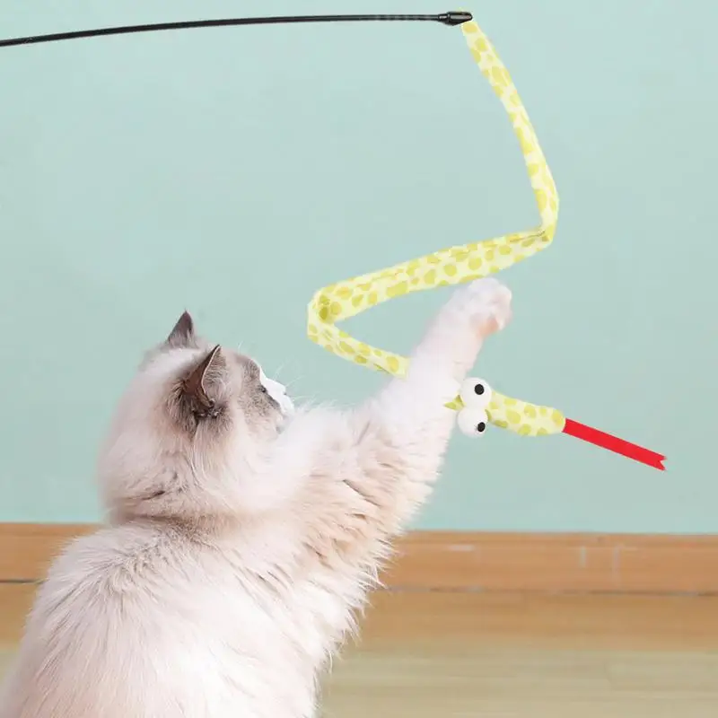 Cat Toy Snake Wand Cat Toy Playing Stick Kitten Wand Teaser Toy For Indoor Cats Interactive Kitten Toy Stick Sounding Cat Kitten