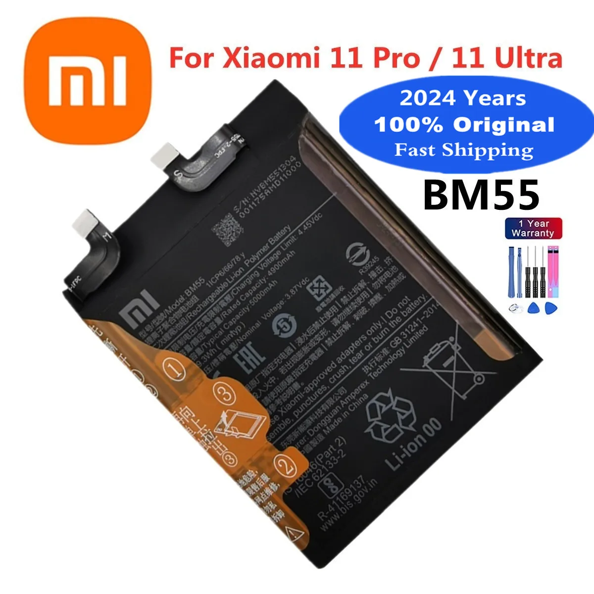 New 100% Original Xiao mi Mi11 pro Battery BM55 For Xiaomi Mi 11 pro 11pro / 11 Ultra 5000mAh Phone Battery Bateria Fast Ship