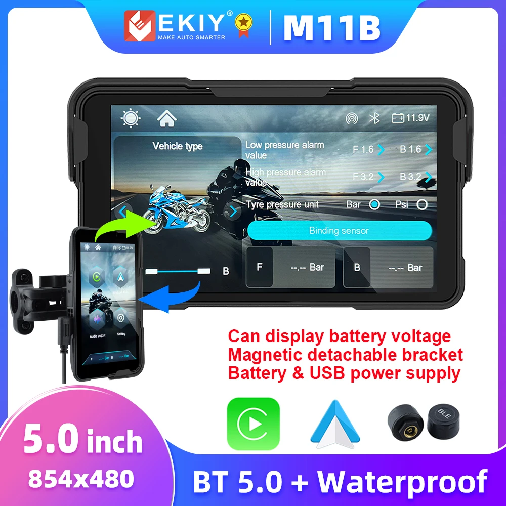 EKIY ワイヤレスバイク用CarPlay Android Auto対応スクリーンモニター