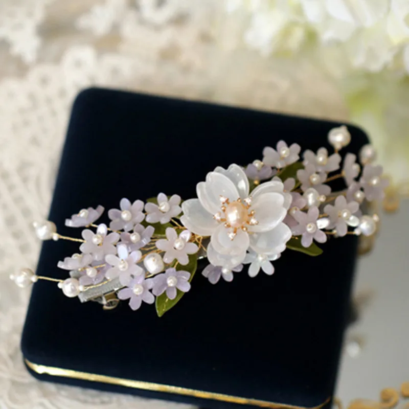 FXLRY Original Design Handmade Pearl Flower Spring Summer Vintage Yellow Osmanthus Hairpin Hair Accessories