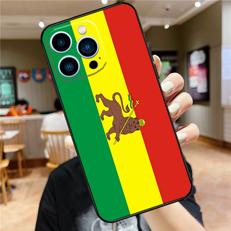 Ethiopia Flag Phone Case For iPhone 15 13 12 11 14 Pro Max Mini X XR XS Max SE 2020 2022 7 8 15 Plus Cover