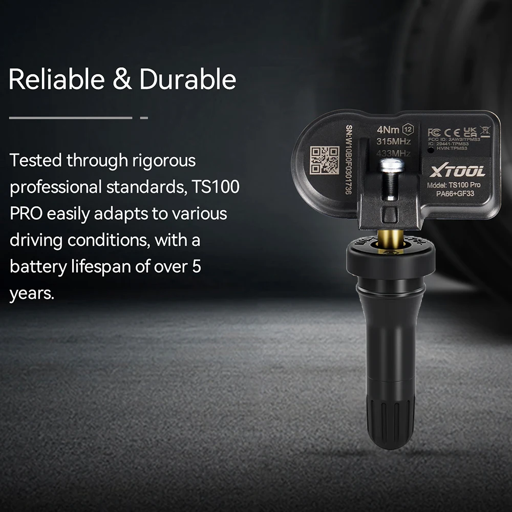 XTOOL TS100 PRO TS100PRO 315MHz 433MHz Rubber TPMS Sensor Tire Pressure Monitor Relearn Tester Tool Work With XTOOL TP150 IP819T