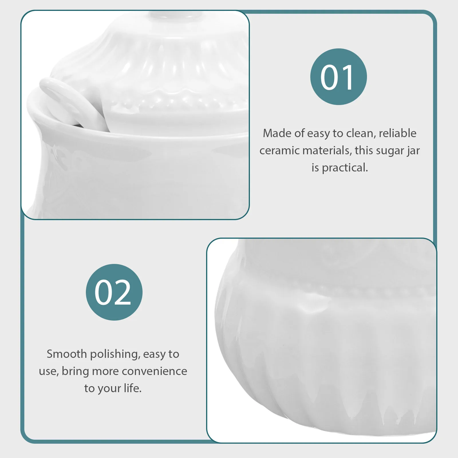 

Ceramic Sugar Jar Lid Household Condiment Jar Easy to Use Bring Convenience Life Decorative Sugar Containers for Countertop