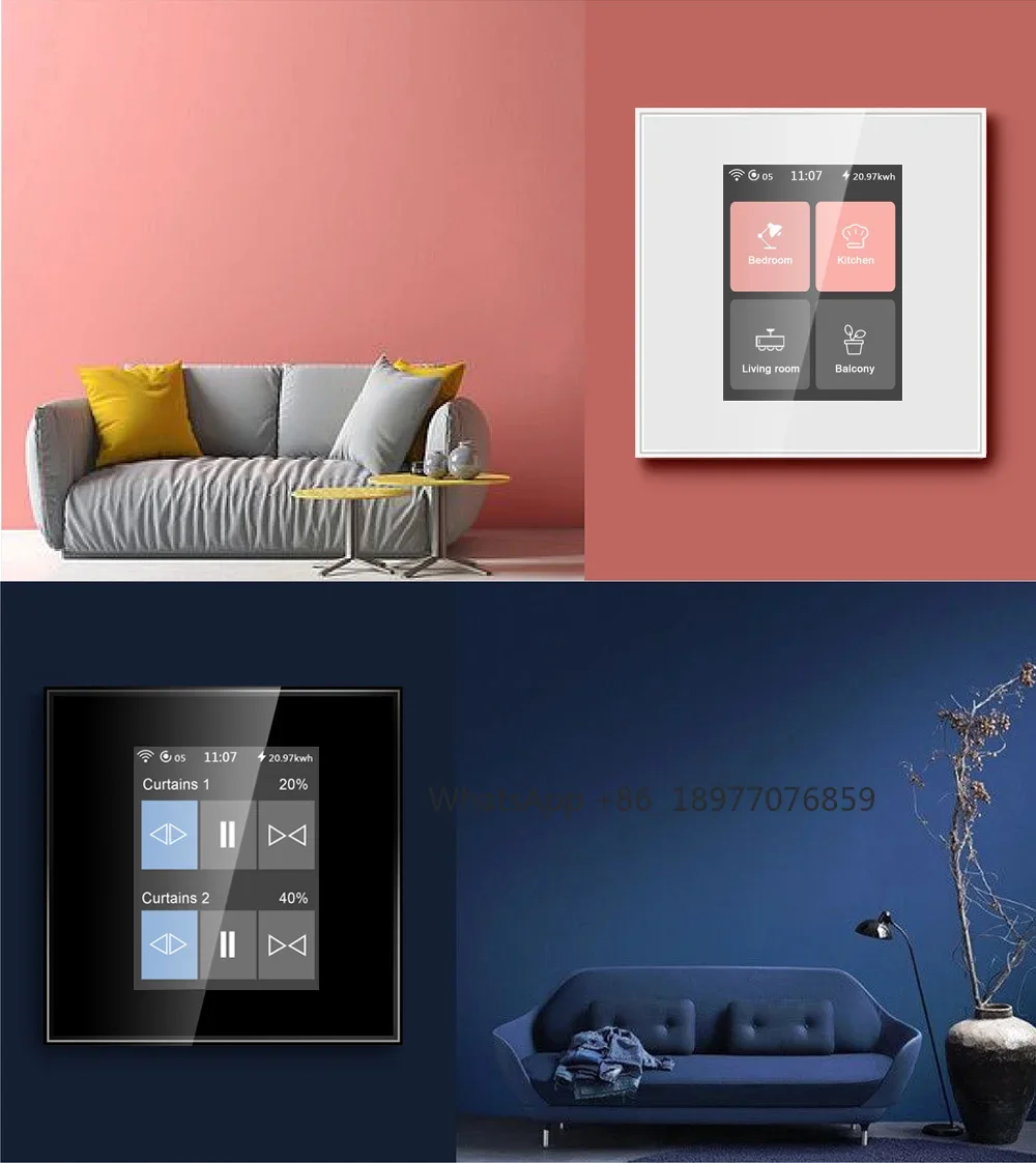HomeKit Smart 2 Gang Curtain Switch Lanbon L8 LCD Touch Panel WiFi Voice Control Google Alexa Siri