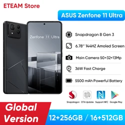 ASUS-Smartphone Zenfone 11 Ultra 5G, version internationale, processeur Snapdragon 8, Isabel 3, 2024 pouces, écran AMOLED 6.78Hz, charge 65W, NDavid, pour touristes, nouveauté 144