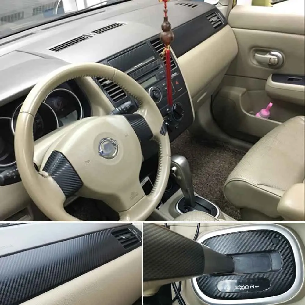 For Nissan Tiida 2005-2010 Interior Central Control Panel Door Handle Carbon Fiber Stickers Decals Car styling Accessorie