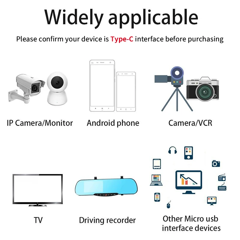 كابل شحن طويل للغاية من النوع C مناسب لمراقبة طابعة مسجل القيادة USB سلك طاقة ممتد 3M 5M 10M