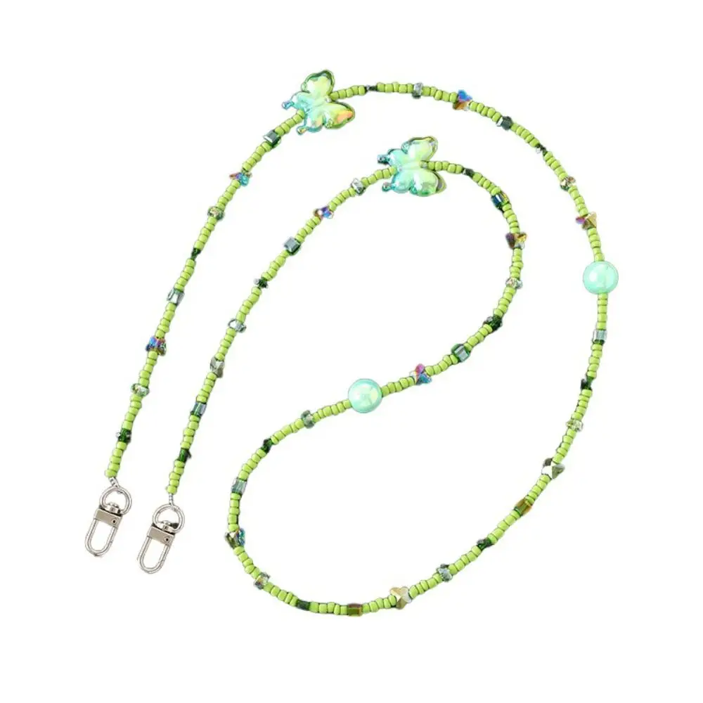 

Ремешок для телефона с бантом и бусинами, красочный ремешок для мобильного телефона с бабочкой, цепочка из бисера с жемчугом, длинный ремешок для мобильного телефона, подарок для девочек