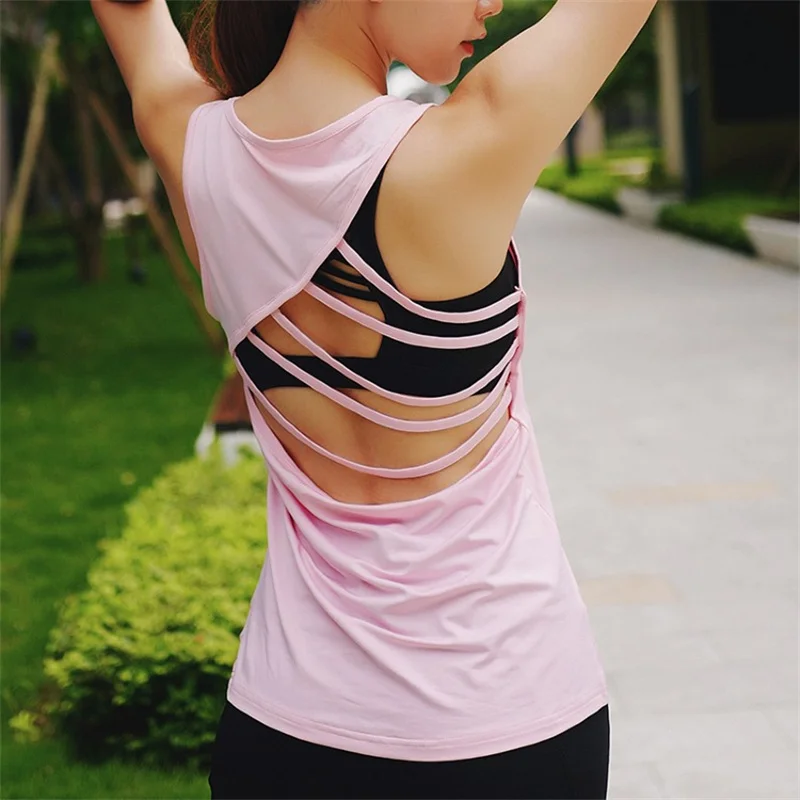 

Sexy Slim Hollow Yoga Sport Vest Woman U Neck Sleeveless Backless Top Women Running Fitness Clothes Summer Female Clothing