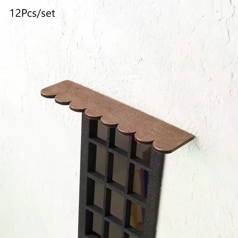 Dollhouse Wooden Roof Tiles Shingles Eaves Model wood Dollhouse Micro Construction Props Dolls House Pretend Play Toys 12Pcs