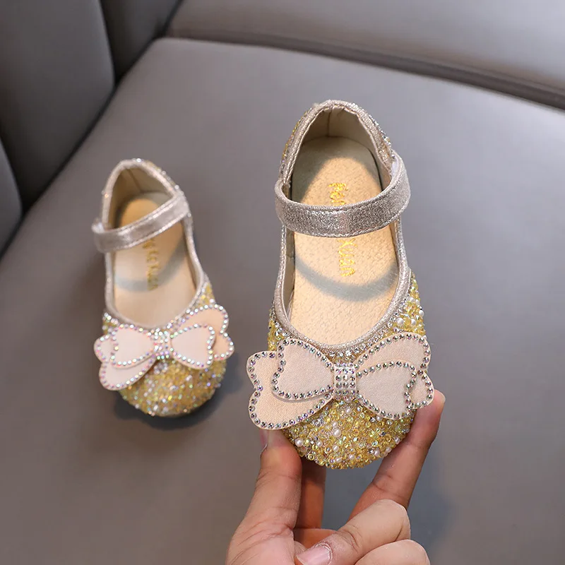 Ainyfu Kinder Lederschuhe Herbst Mädchen Strass Bogen Prinzessin Schuhe Kinder Glitzer Hochzeits feier Schuhe j56