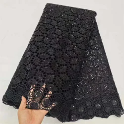 High Quality Guipure Lace 2024 African Nigerian Tulle Lace Fabric Embroidery Cotton Lace Fabric Wedding Party Dress With Sequins