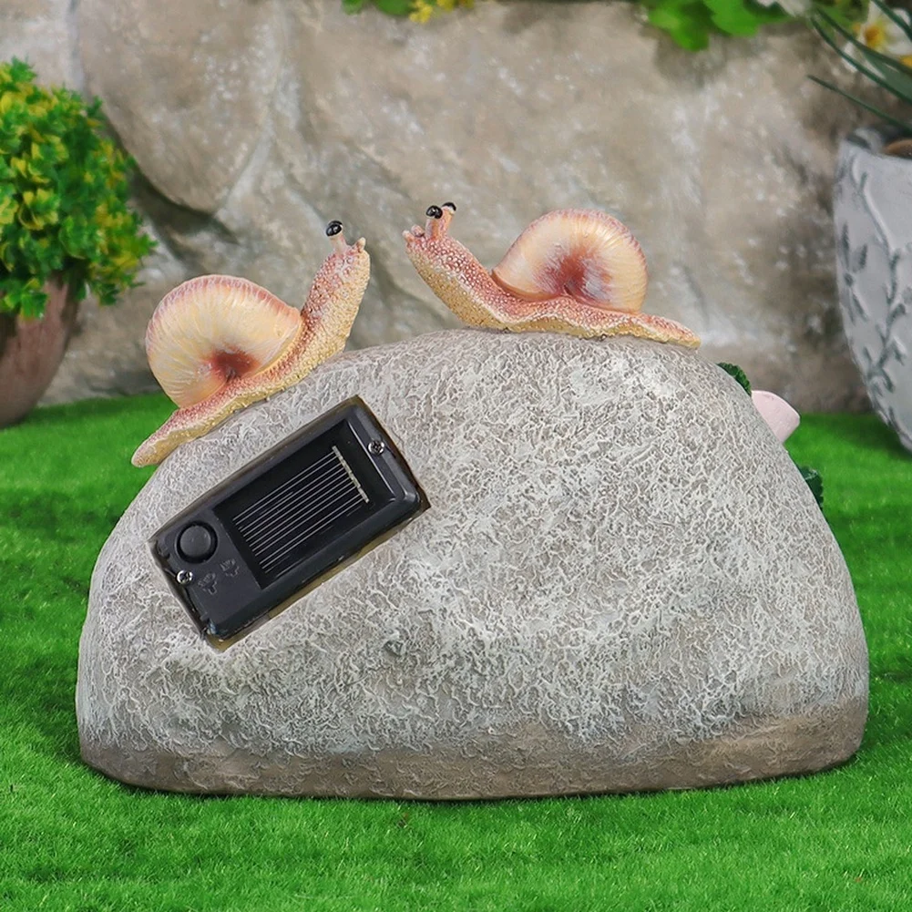 Solar Powered Snail Resin Statue With For Lily Flower House For Outdoor Lawn Garden Decor Night Light Ornament